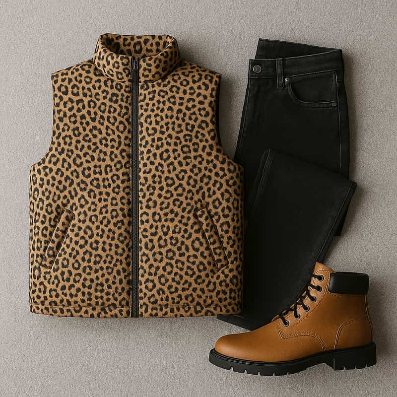 پافر قهوه ای طرح پلنگی